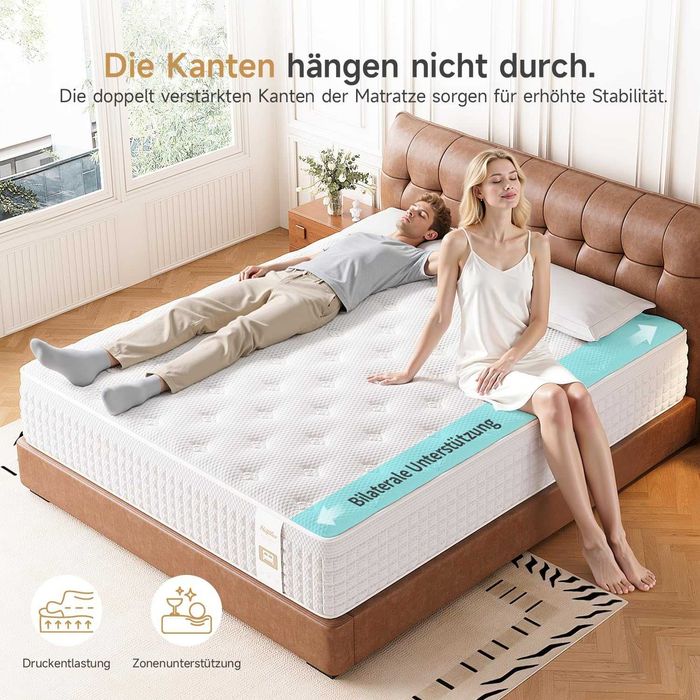 Materac Sprężynowy Kieszeniowy 180x200 cm H4 Memory 28 cm 9 Stref OEKO-TEX