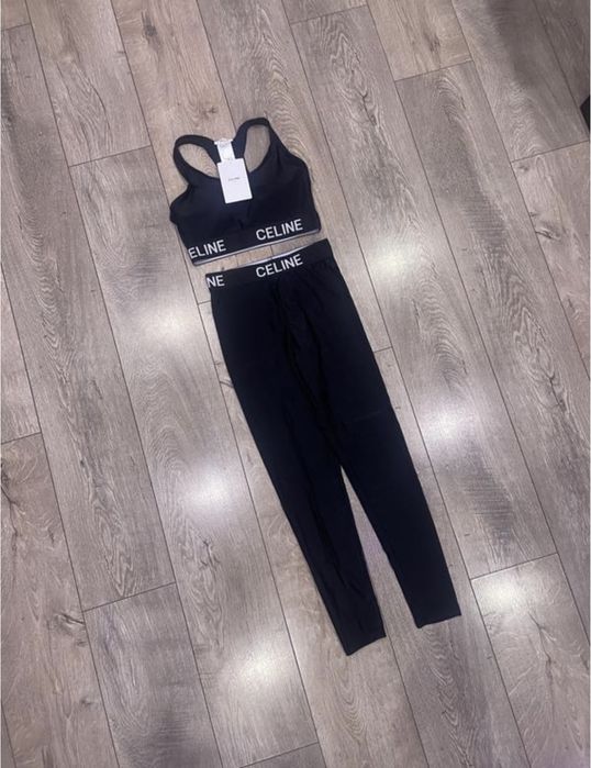 Жіночий чорний костюм лосини і топ Celine