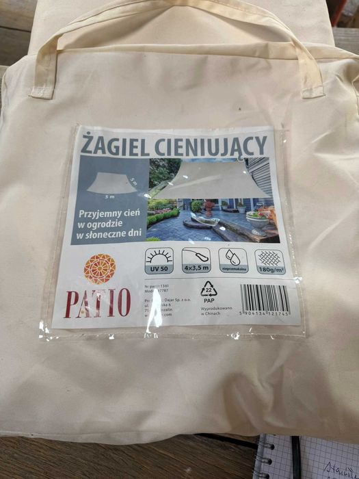 Żagiel cieniujący PATIO 4 × 3,5 m UV50 180 g/m²