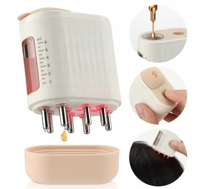 Elektryczny grzebień do skóry głowy z aplikato oleju do włosów,masażer