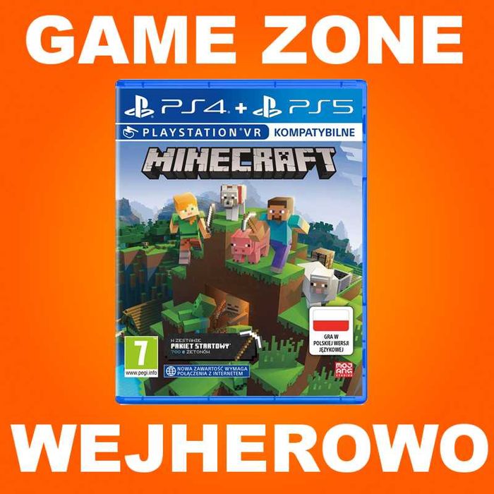 Minecraft PS5 + PS4 + Slim + Pro + VR + Pakiet Startowy = PŁYTA PL