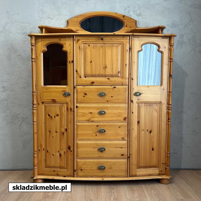 090625 Wysoka komoda z lustrem, toaletka, barek.