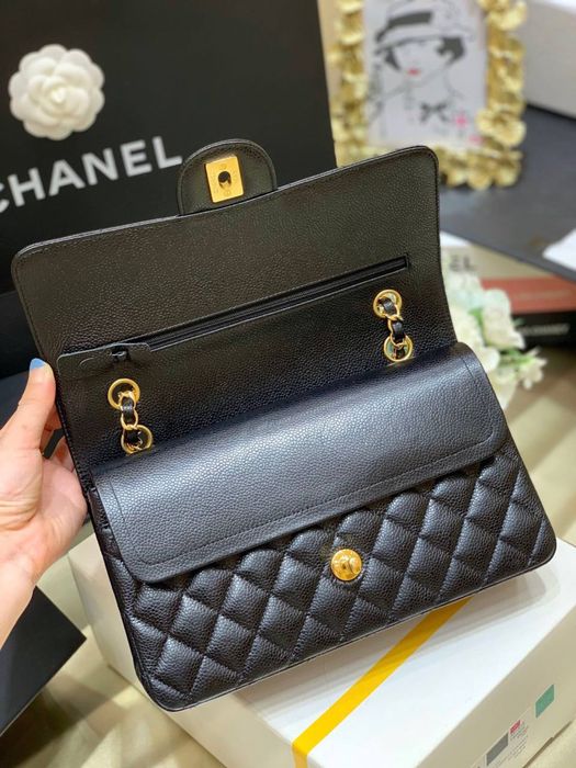 Сумка Chanel classic flap bag 25 см повний комплект бутика шкіра икра