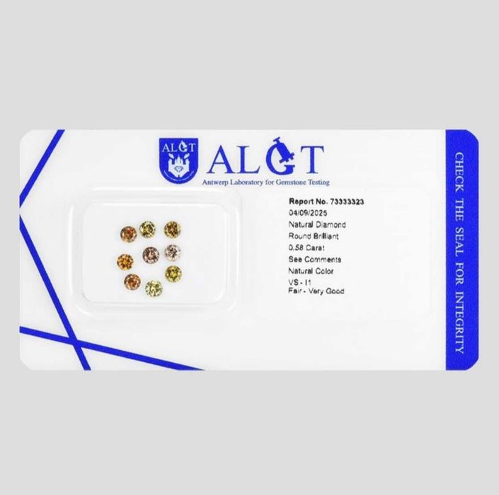 Zestaw 9 Naturalnych Diamentów Fantazyjnych Kolorów z Certyfikatem