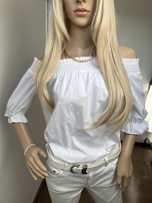 Biała bluzka New Look 100% bawełna M odkryte ramiona wakacje pinterest