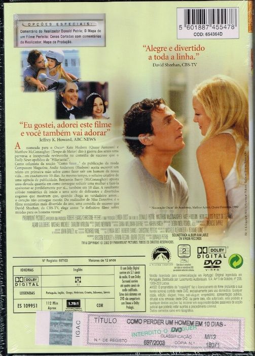 Filme em DVD: COMO PERDER UM HOMEM EM 10 DIAS - Novo! Selado!