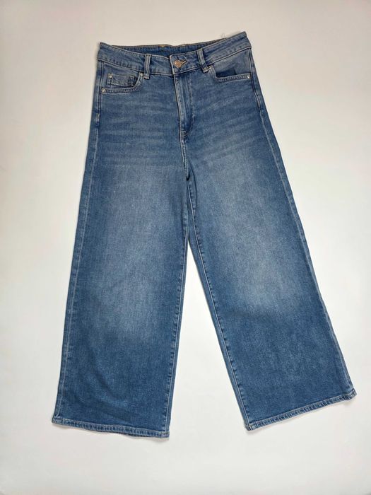 Высокие женские джинсы кюлоты широкие штанины голубые H&M 42-44
