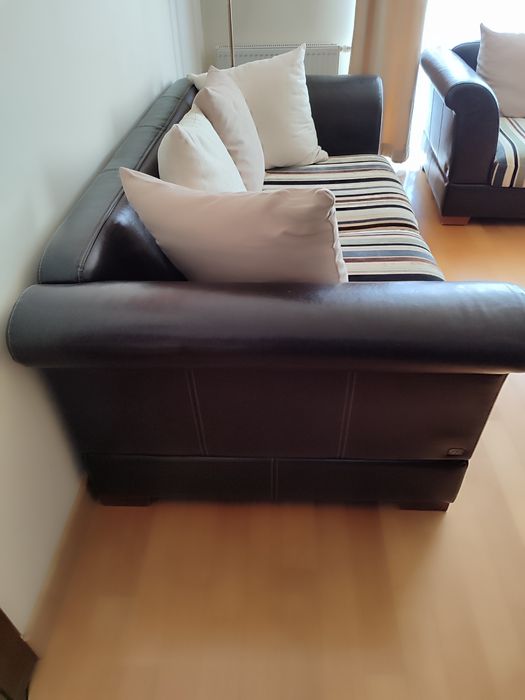 Sofa + 2 fotele – eko skóra, bardzo dobry stan