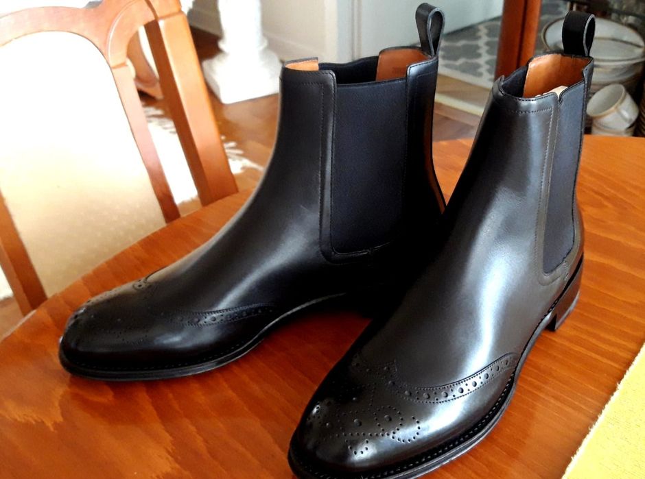 Czarne skórzane męskie buty sztyblety Bally r. 39,5