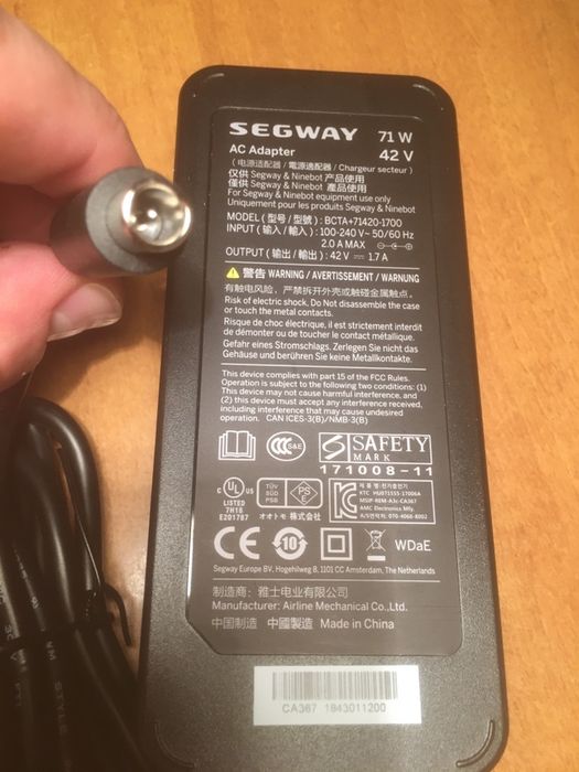 Зарядка Зарядное Устройство Самоката Segway Ninebot ES1 ES2 ES3 ES4