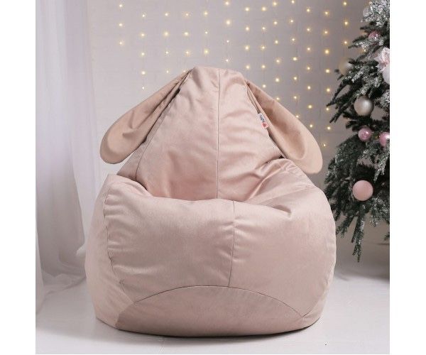 Крісло-груша велюр “Зайка” пудра KatyPuf L 100×75