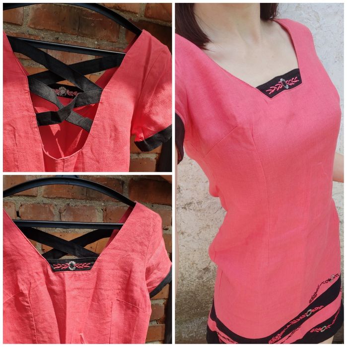 Платье летнее льняное 100% лен натуральный 44 M, красное