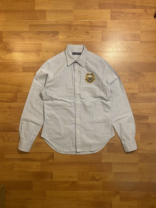 (XS-S) Женская Полосатая голубая хлопковая рубашка POLO RALPH LAUREN