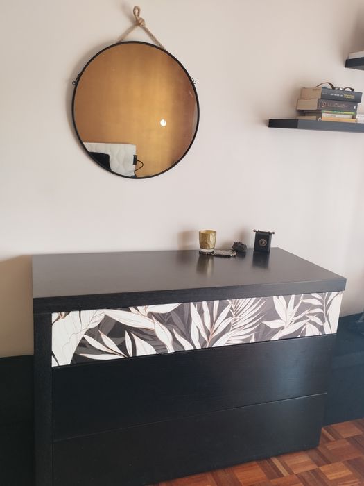 Mobília de quarto completa com colchão em madeira preta