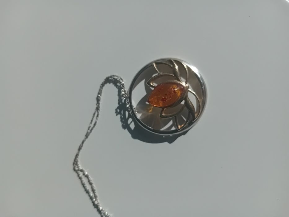 Naszyjnik "Kwiat Lotosu" srebrny z burszytnem