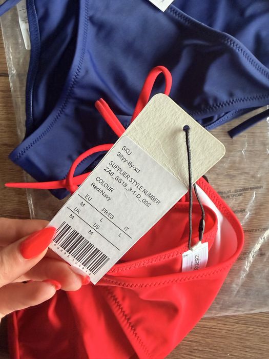 Zalando bikini dół stroju kąpielowego wiązany granatowy r M