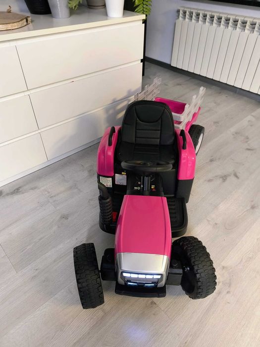 Traktor z przyczepą na akumulator różowy prezent pilot zabawka Okazja!