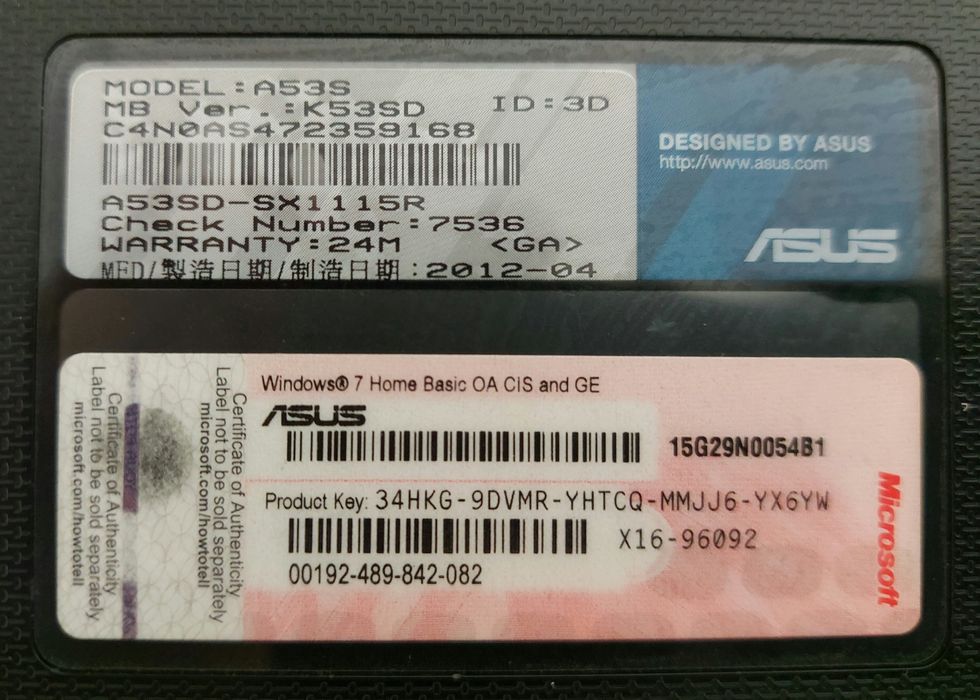 Asus a53s (2012 rok)