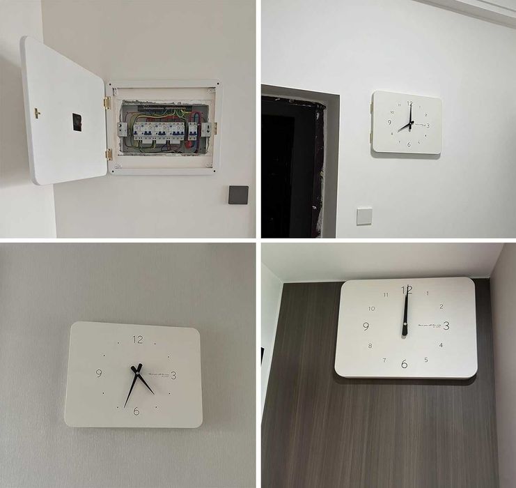 Dekoracyjna osłona skrzynki elektrycznej z zegarem