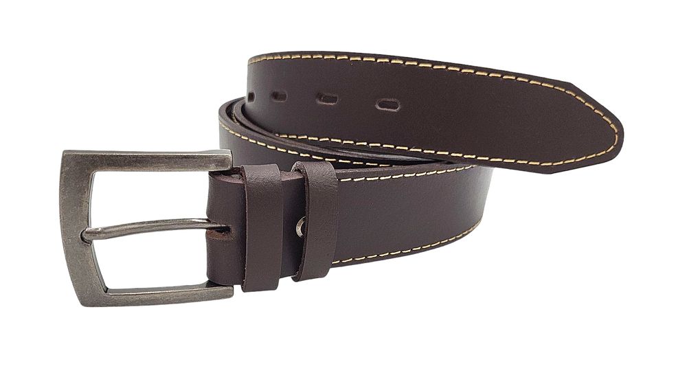 Pasek męski klasyczny brązowy skórzany