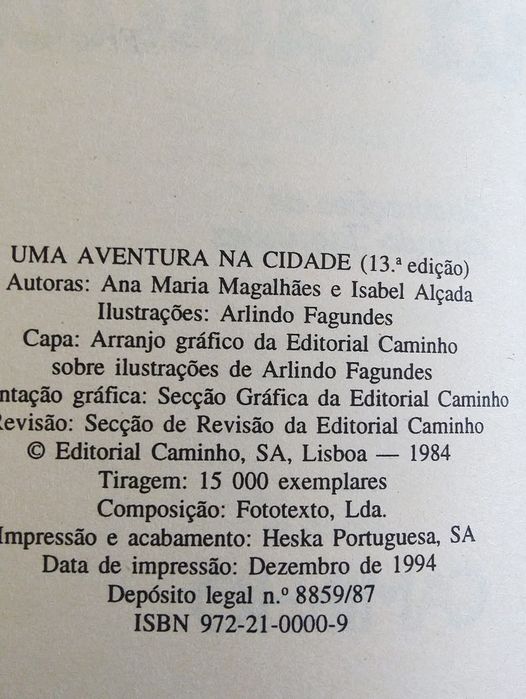 Coleção "Uma Aventura"- Ana Magalhães e Isabel Alçada- Editora Cami