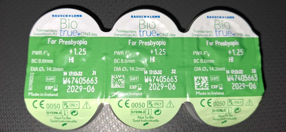Soczewki jednodniowe BIOTRUE PRESBYOPIA ADD:HIGH; MOC: +1,25 - 8szt.