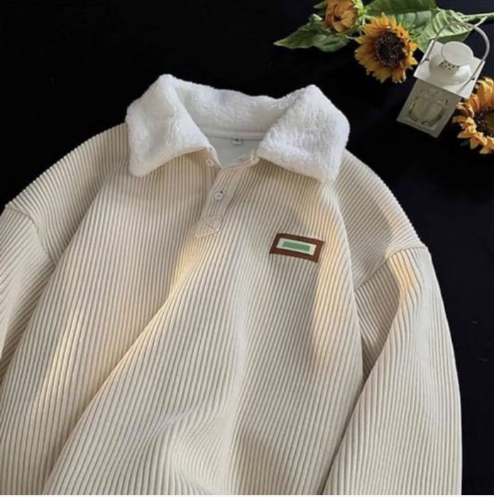 Męska aksamitna sztruksowa koszulka polo