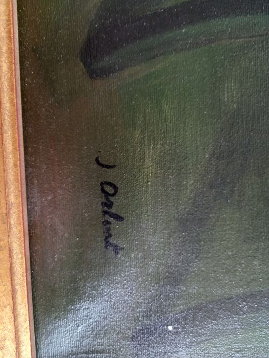 Piękny obraz olejny na płótnie w złotej ramie