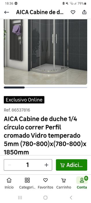 Cabine de duche 1/4 círculo