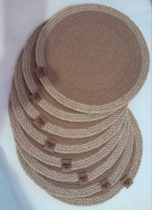 Набір від 2 шт килимки 25см під тарілки Бавовна-джут Placemat Handmade