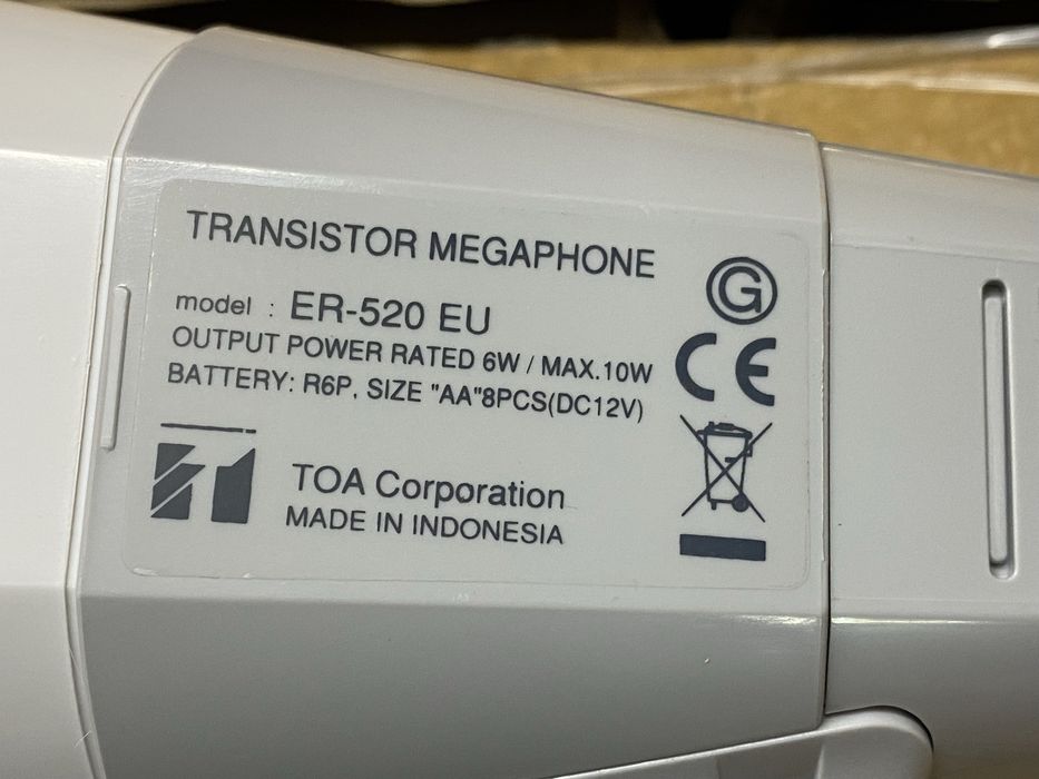 Ручний мегафон TOA ER-520 EU – новий, 6/10 Вт, дальність до 250 м