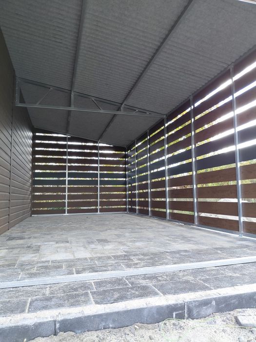 garaż blaszany blaszka drewnopodobny profil zamknięty