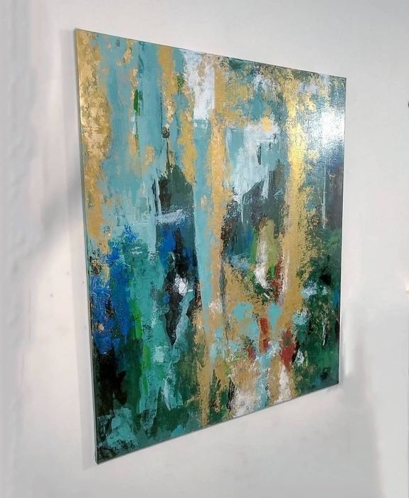 Картина на холсте 120 см х 100 см акрил поталь За криптовалюту