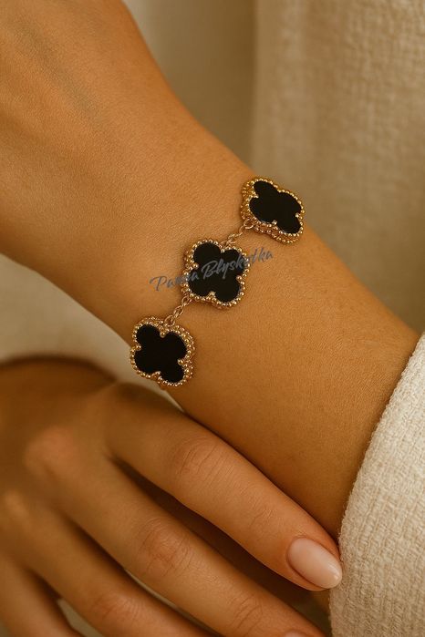 Bransoletka VCA Alhambra – czarny onyks | stal szlachetna | luksusowy