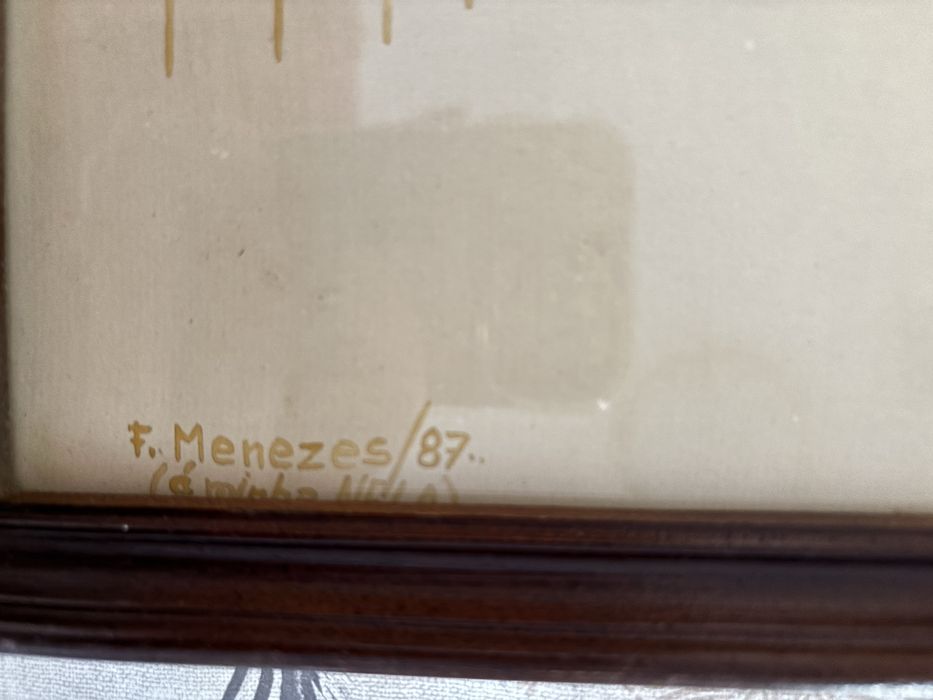 Quadro Assinado F. Menezes (1987) | Arte Moderna Abstrata | 40x32 cm