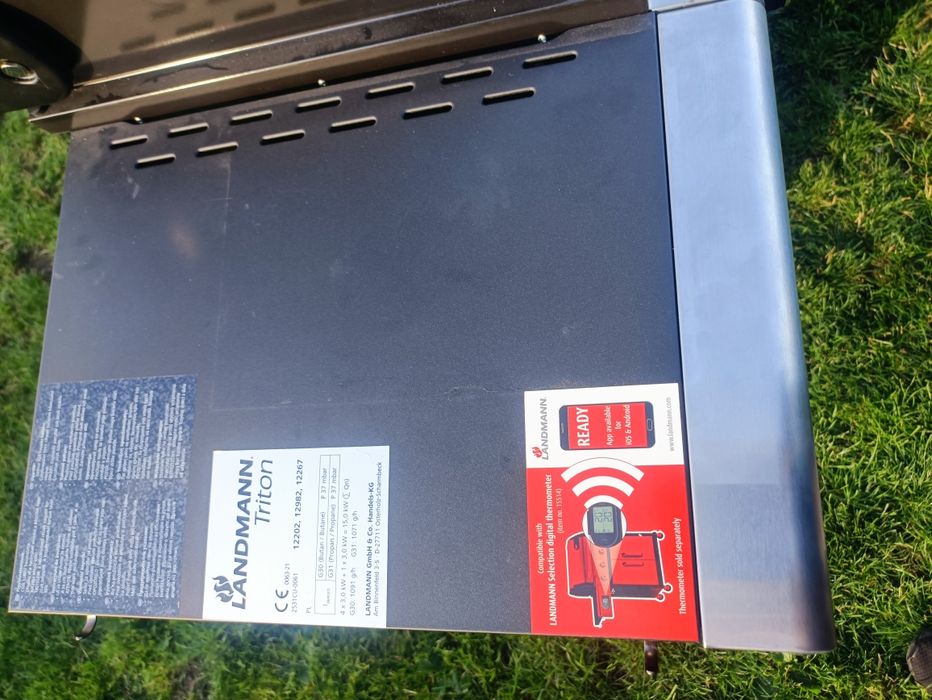 Nowy GRILL Gazowy 15kw LANDMANN TRITON-(12202] + duży pokrowiec drewno