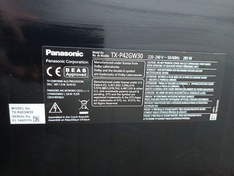 плазмовий телевізор Panasonic 42 дюйми TXP42GW30 на запчастини