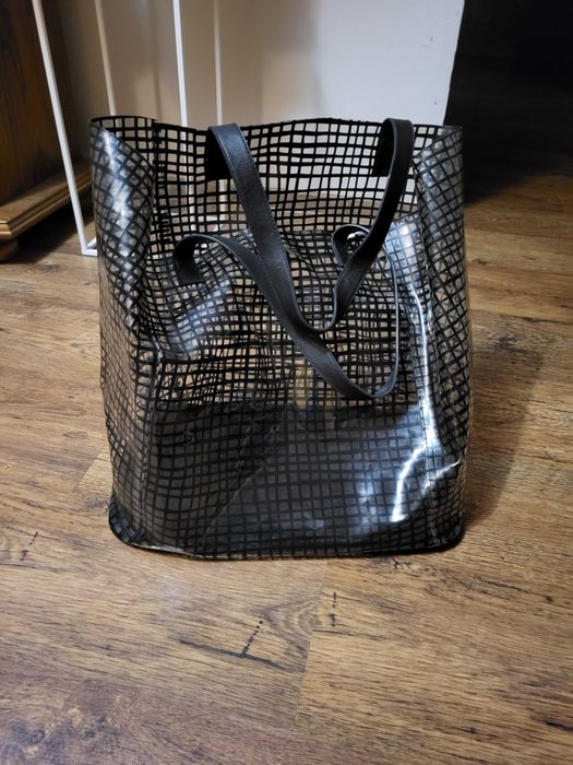 Torba shopper plażowa, przezroczysta, czarna, silikonowa, duża