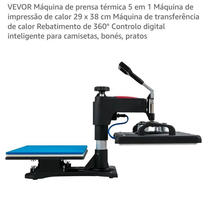 Máquina de prensa térmica 5 em 1 para fazer t-shirts, canecas, bonés, etc