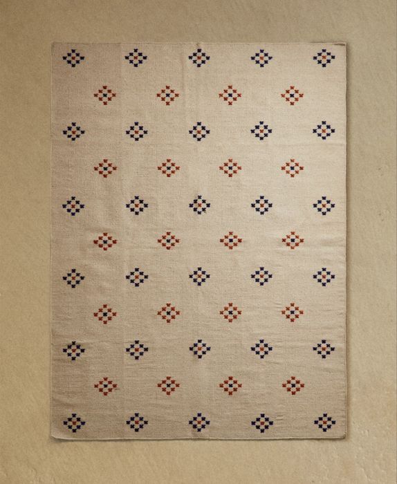 (160 x 230 CM) Tapete Lã Algodão Losangos Zara Home NOVO