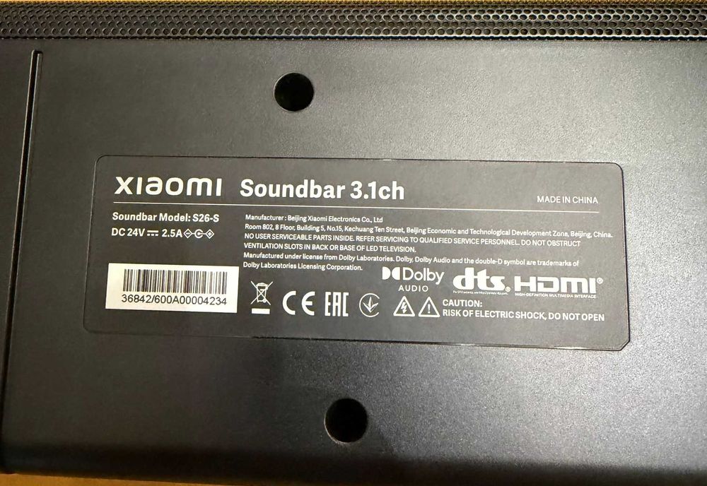 Xiaomi Soundbar 3.1ch Subwoofer S26‑sw como novo