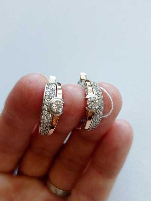 Сережки срібло 925 ДСТУ + золото 375 ДСТУ, серьги, україна