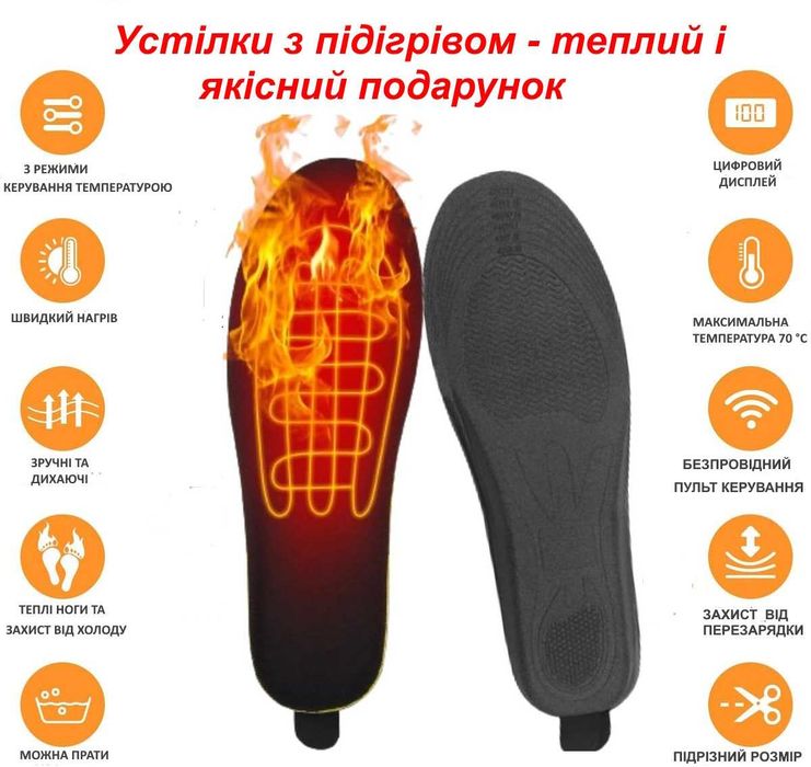 Устілки з підігрівом 2600 mAh бездротові управління пультом