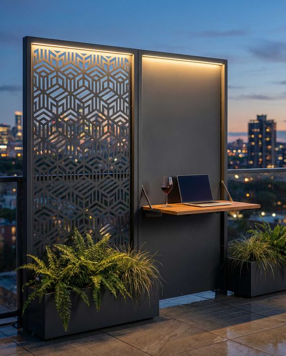 Escritório de Varanda Modular & Solar - Aço e Madeira (Novo/Estreia)