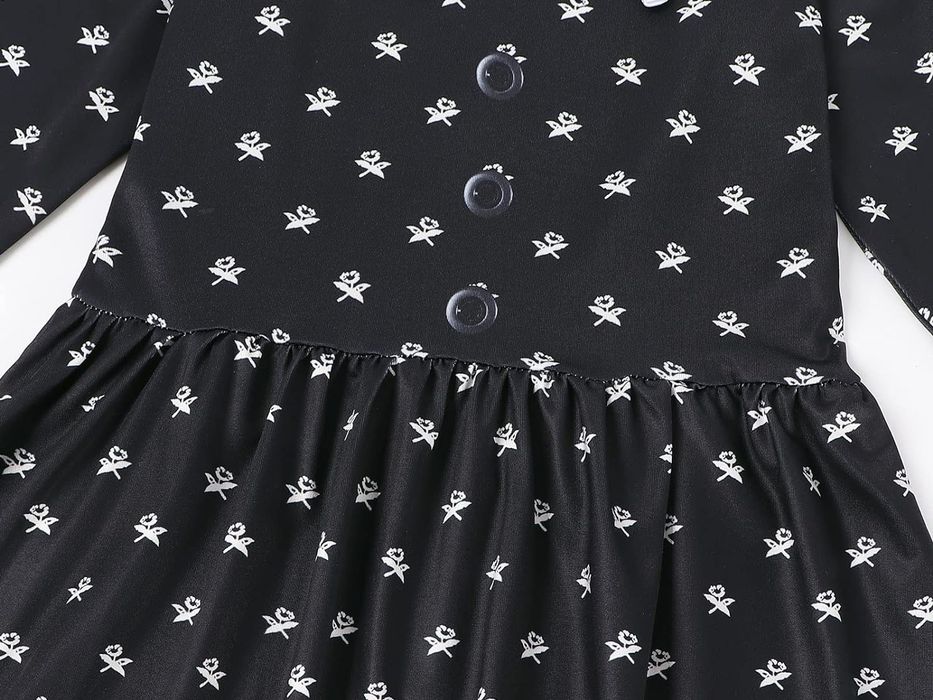 Czarna sukienka Wednesday Addams  dla dziewczynek na przyjęcia 130Cm