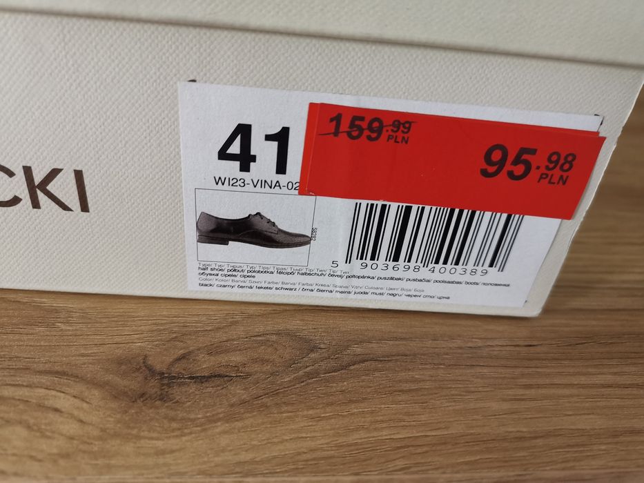 Buty damskie eleganckie Lasocki 41 czarne półbuty