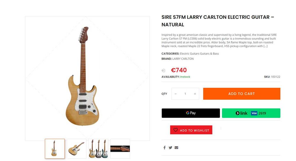 Guitarra Sire S7 FM Larry Carlton - Troco por PRS, Gretsch, Jet King
