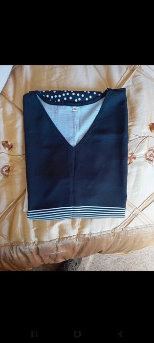 Vestido fresco e fluído, preto e branco - S - Local