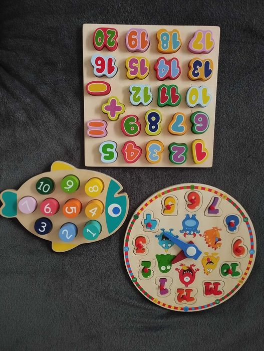 Zestaw edukacyjnych zabawek drewnianych