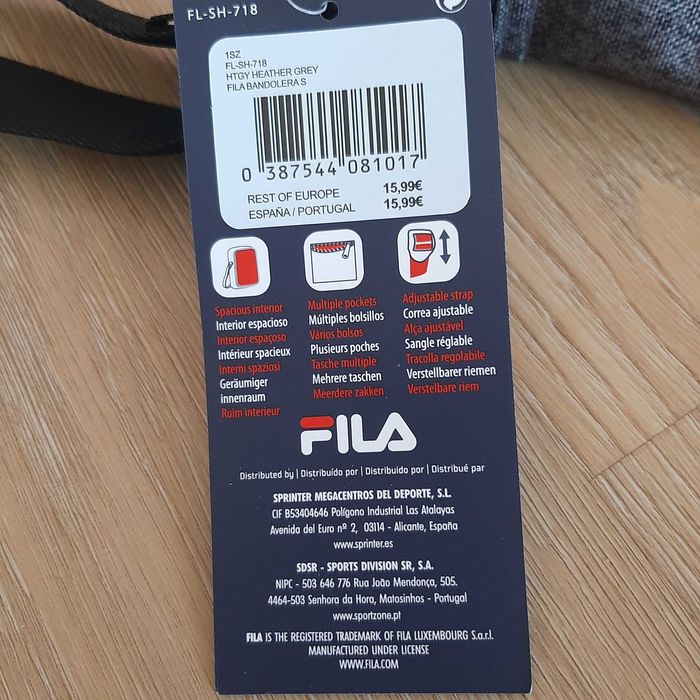 NOVA Bolsa Tiracolo Fila Cinza 1,6L